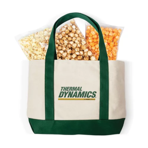 Ensemble cadeau sac fourre-tout en toile brodée avec popcorn