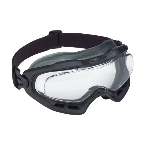 Lunettes de protection Phantom OTG Indirect Vent avec monture noire, verre transparent et revêtement 4A - sangle FR.