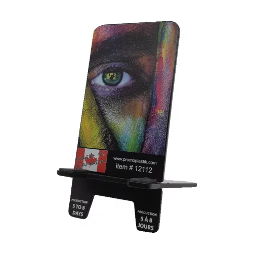 Support de téléphone portable avec impression en 4 couleurs.