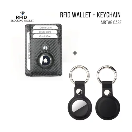 Portefeuille RFID + porte-clés avec support AirTag KIT