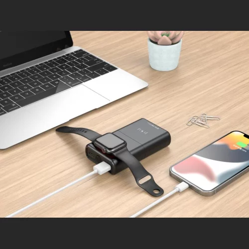 Chargeur sans fil rapide 3 en 1 + batterie externe de 5000mAh