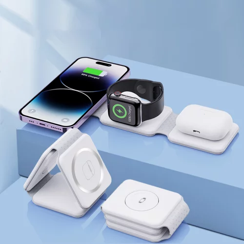 Chargeur sans fil pliable magnétique 3-en-1 *Charge rapide 15W*