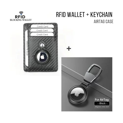 Portefeuille RFID + PORTE-CLÉS avec support pour AirTag KIT