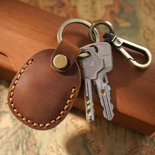 Porte-clés/étui Air Tag en cuir véritable
