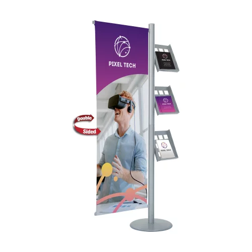Affichage de bannière flexible avec support éclairé pour une seule bannière.