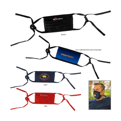 Masque facial protecteur plissé à nouer en coton à 100%