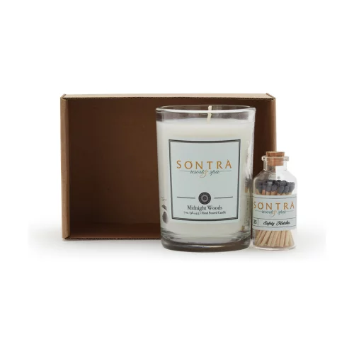 Ensemble Ignite avec un verre de 8 oz, une bougie et 35 allumettes de sécurité dans un bocal en verre.