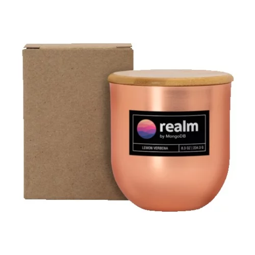 Bougie métallique blanche de 8 oz avec couvercle en bois