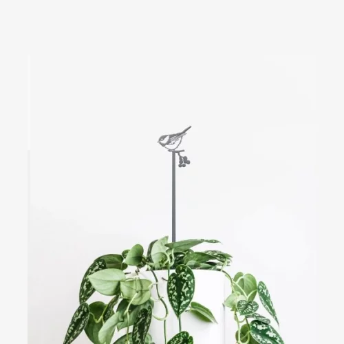 Chickadee Plant Stake - 25 inch - Rust