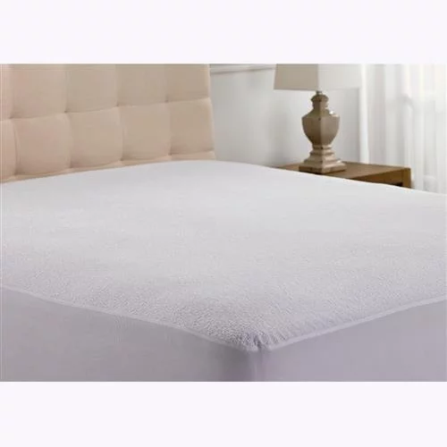 Protège-matelas en tissu éponge Terry transparent argenté 110GSM 18 pouces Double - Blanc, Twin