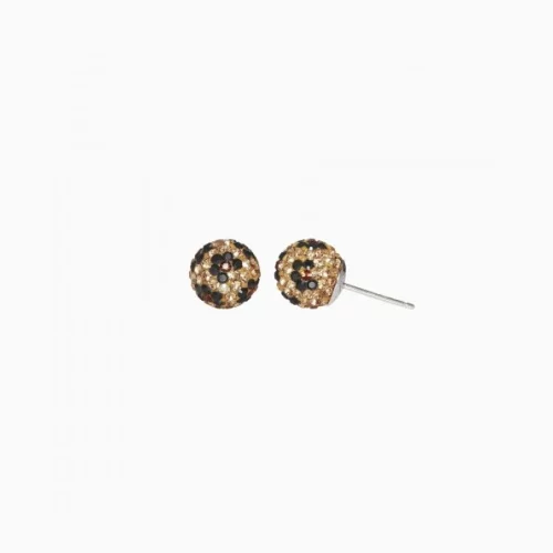 10mm Sparkle Ball Earrings - Leopard