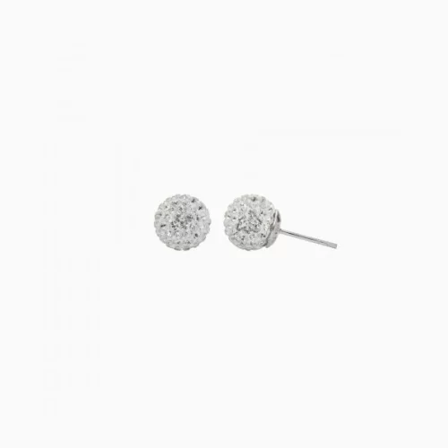 10mm Sparkle Ball Earrings - White