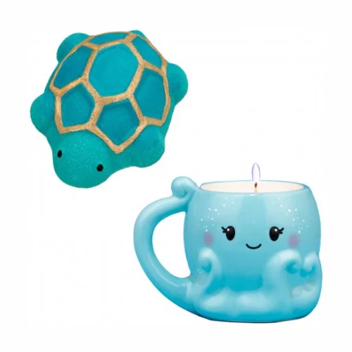 Turtle Bath Bomb Bracelet and Octopus Mug Necklace Bundle - Multi