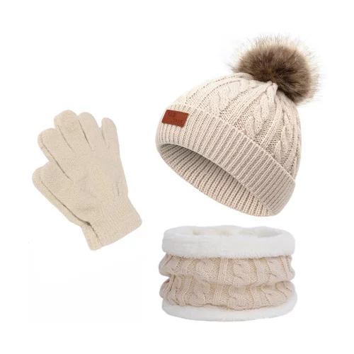 Kids Winter Knit Hat Scarf Glove Set