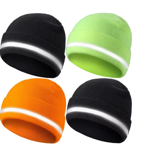 Knitted Beanie with Reflective Stripe