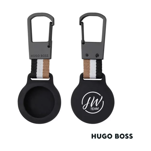 Porte-clés emblématique Hugo Boss® avec support Air Tag - Noir