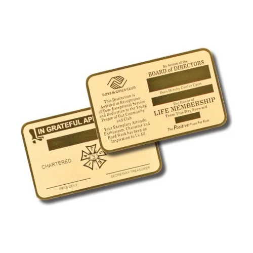 Wallet Card - Brass 2-1/8"x3-3/8"