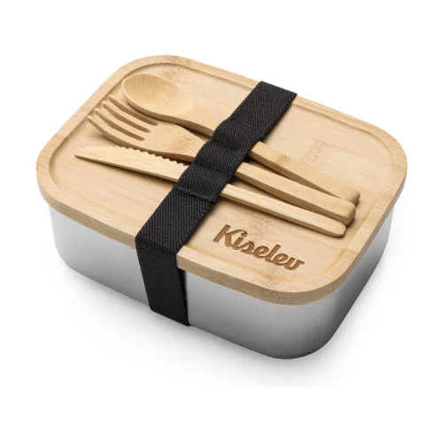 Boîte à emporter Chapman 4 pièces avec couvercle et ustensiles en bambou - Bambou