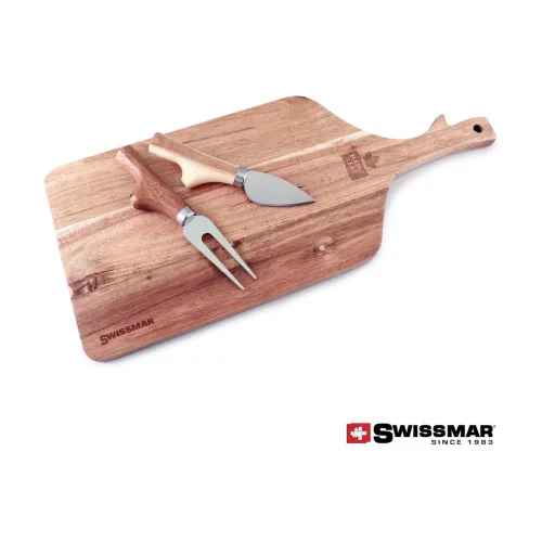 Swissmar® Paddle Cutting Board & Knife Set - Acacia