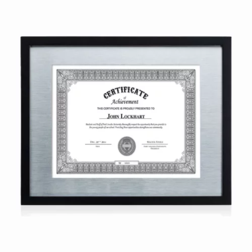 Cadre de certificat Cady - Noir/Aluminium 8½"x11"