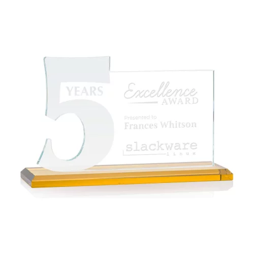 Hazelton 5 Year Award - Starfire/Amber 8" Wide