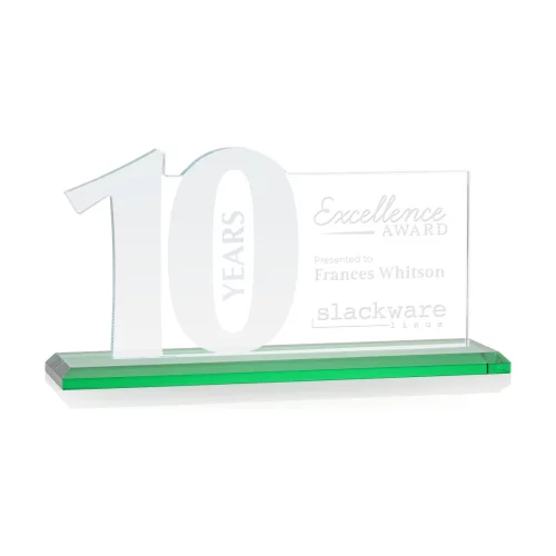 Hazelton 10 Year Award - Starfire/Green 10" Wide