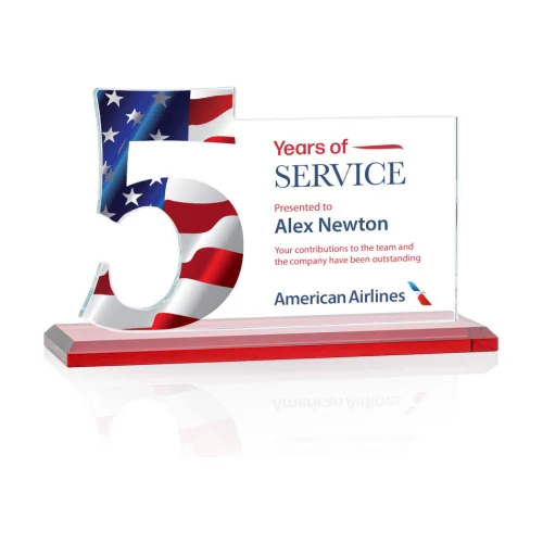 VividPrint™ Award - Hazelton 5 Year Starfire/Red 8" W