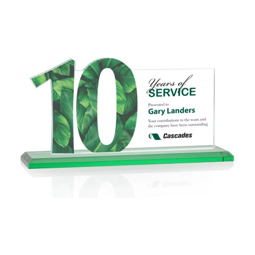 VividPrint™ Award - Hazelton 10 Year Starfire/Green 10" W