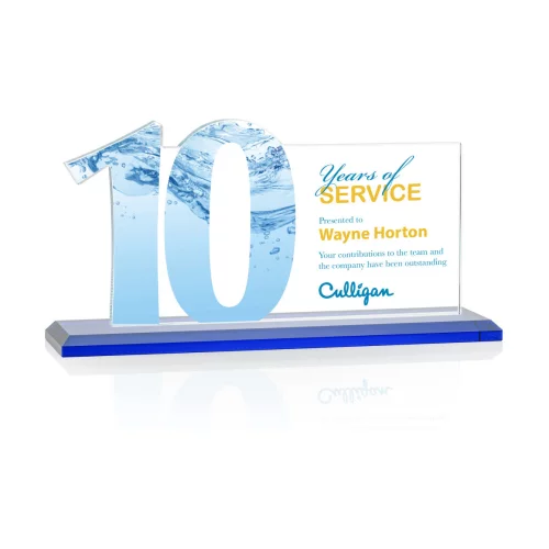 VividPrint™ Award - Hazelton 10 Year Starfire/Blue 10" W