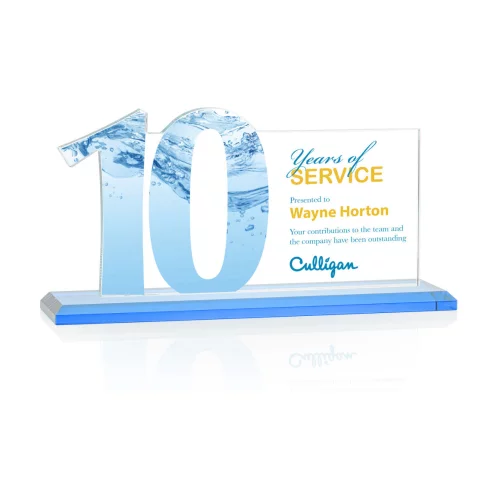 VividPrint™ Award - Hazelton 10 Year Starfire/Sky Blue 10" W
