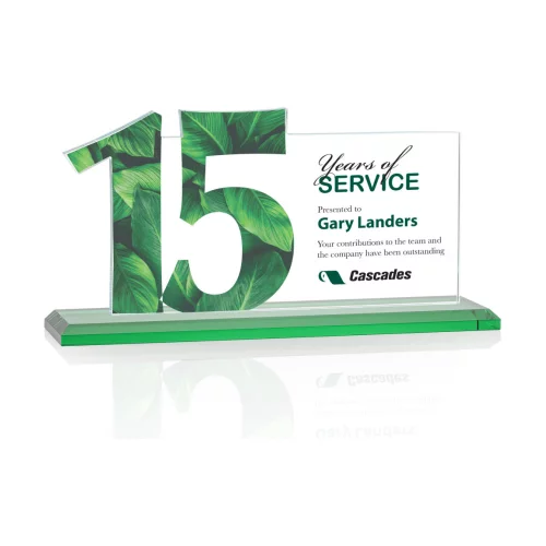VividPrint™ Award - Hazelton 15 Year Starfire/Green 10" W