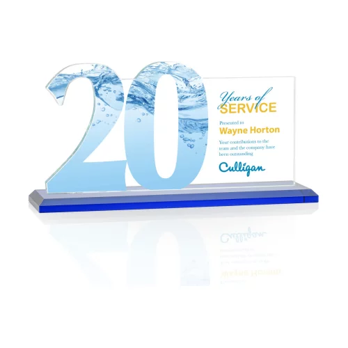 VividPrint™ Award - Hazelton 20 Year Starfire/Blue 10" W