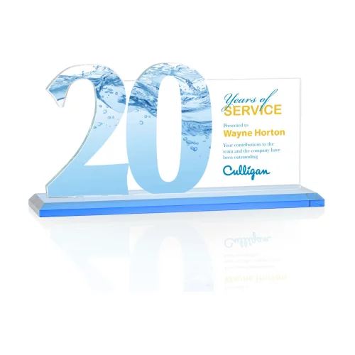 VividPrint™ Award - Hazelton 20 Year Starfire/Sky Blue 10" W