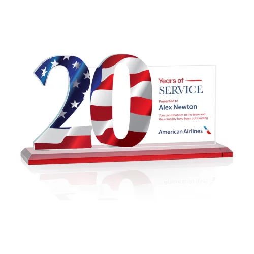 VividPrint™ Award - Hazelton 20 Year Starfire/Red 10" W