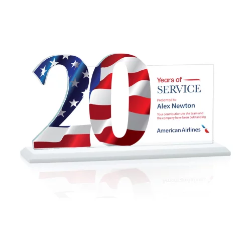 VividPrint™ Award - Hazelton 20 Year Starfire/White 10" W