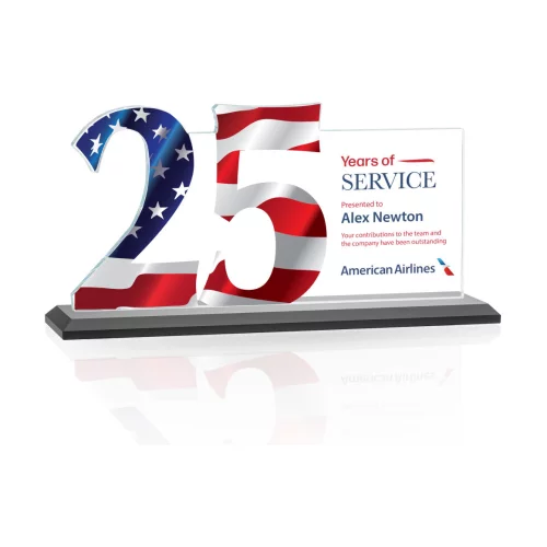 VividPrint™ Award - Hazelton 25 Year Starfire/Black 10" W
