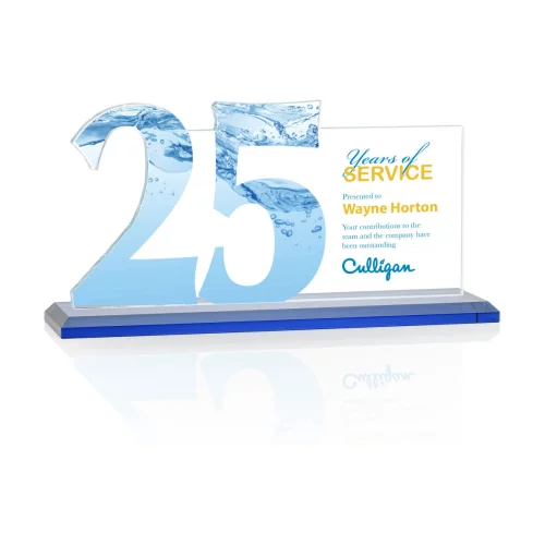 VividPrint™ Award - Hazelton 25 Year Starfire/Blue 10" W