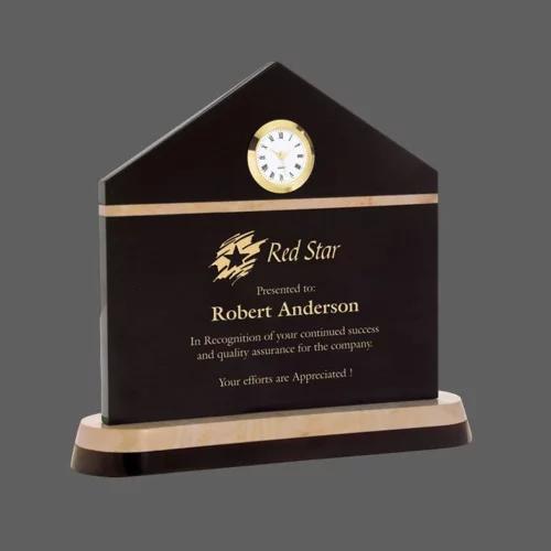 Camborne Clock - Black/Botocino Marble 8"