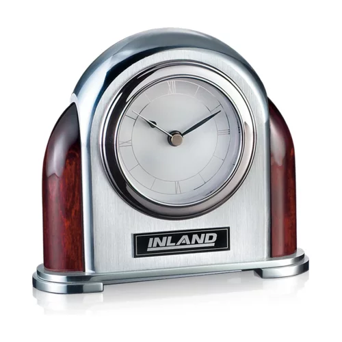 Newtonbrook Clock - Aluminum/Rosewood 5"