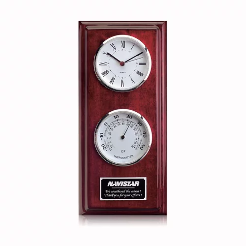 Simmons Clock/Thermo - Rosewood/Chrome