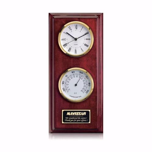 Simmons Clock/Thermo - Rosewood/Gold