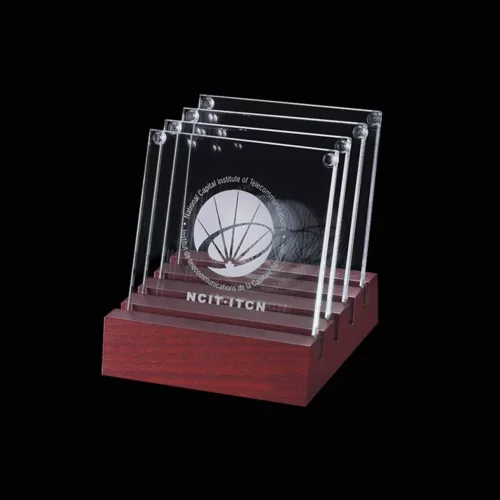 Sous-verres en jade Rockford - Ensemble de 4 sur socle