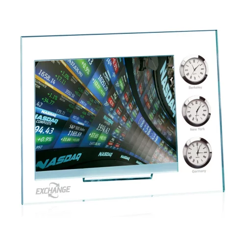 Dateline Clock/Frame - Jade/Chrome 10"x7¾"