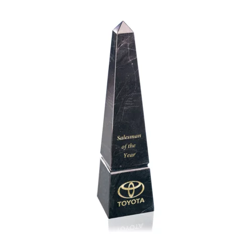 Groove Marble Obelisk - Black 12"