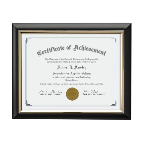 Cadre de certificat Trent - Noir/Or 8½"x11"