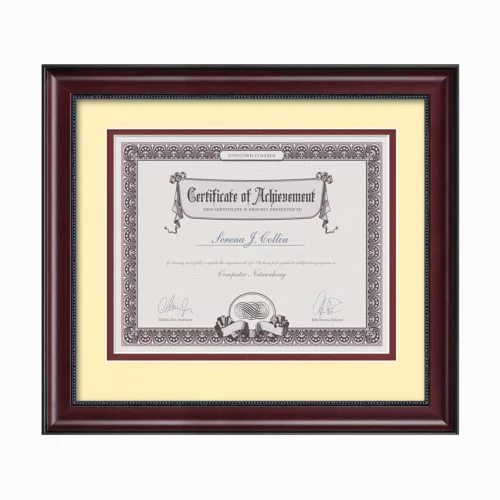 Cadre de certificat Devonshire - Acajou/Crème 8½"x11"