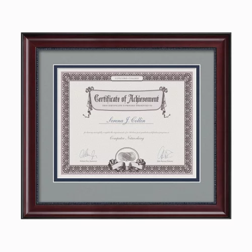 Cadre de certificat Devonshire - Acajou/Gris sarcelle 8½"x11"