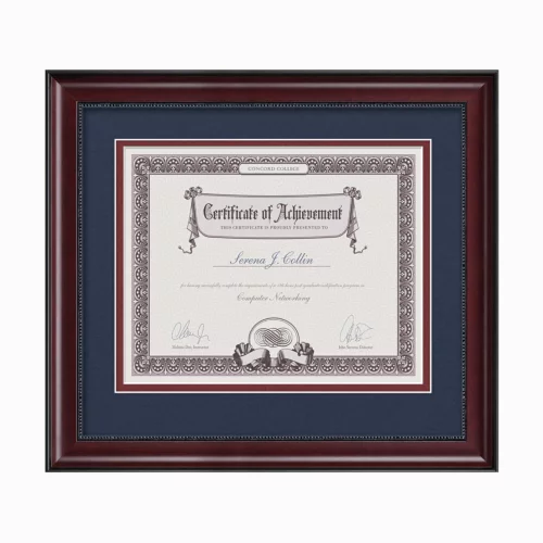 Cadre de certificat Devonshire - Acajou/Bleu nuit 8½"x11"