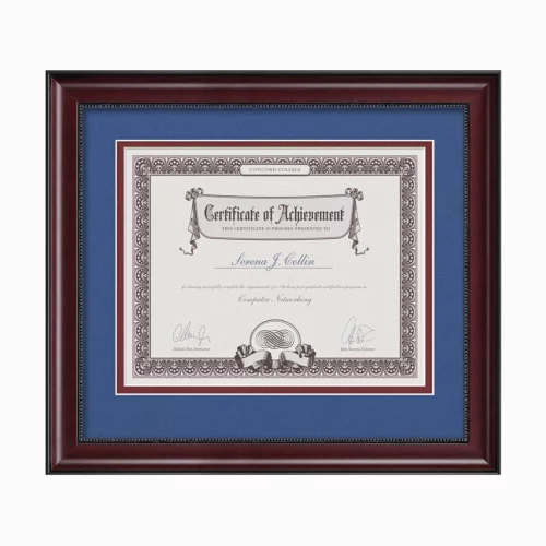 Cadre de certificat Devonshire - Acajou/Bleu royal 8½"x11"