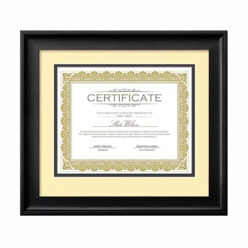 Cadre de certificat Fleetwood - Noir/Crème 8½"x11"